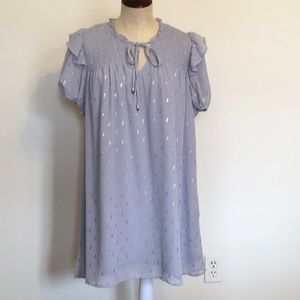 Entro Smocked Short Sleeve Baby Doll Mini Dress Size Small NWT
